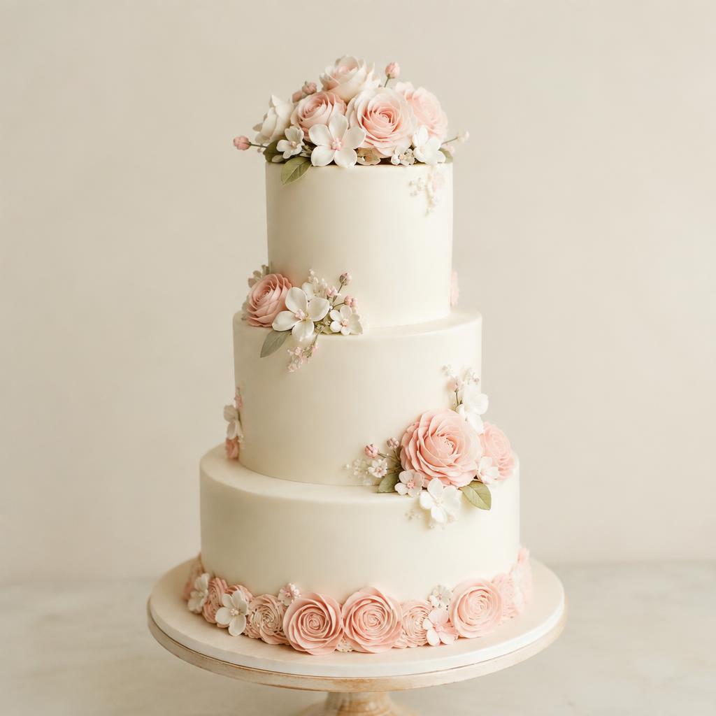 Wedding White Rose 3-Tier